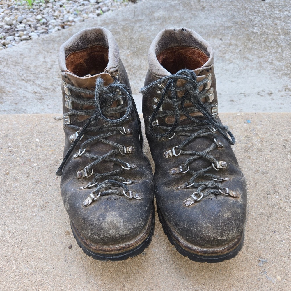 VTG DEXTER Leather Hiking Boots 70s 80s Brown Mens Size 10 Vibram Sole High USA